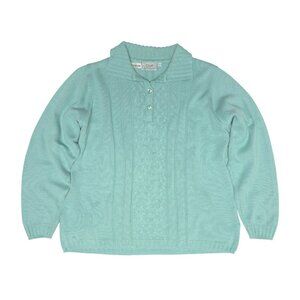 Gut (Germany) 60s Vintage Structured Jersey Stitch Cable Twist Polo Sweater : S